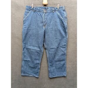 Carhartt Carpenter Jeans Blue Work Jeans 100% Cotton Women's 18x32 Hemmed to 26"